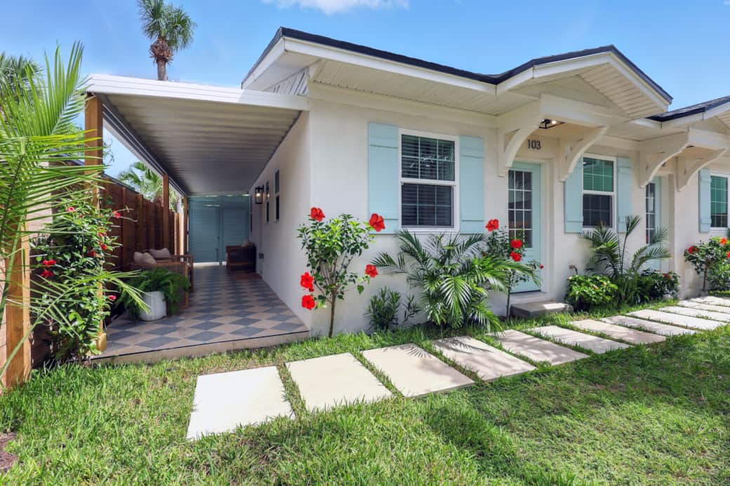 Private covered patio with seating Private covered patio with seating