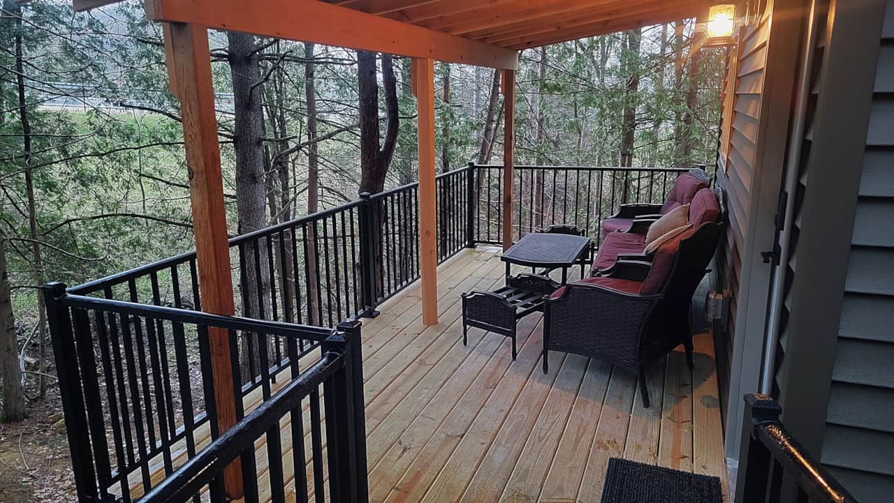 Cabin#1 porch at dusk