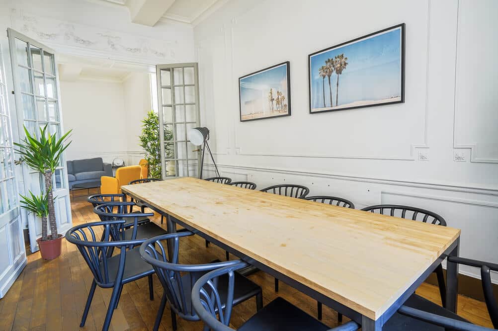 Dining area with a large table