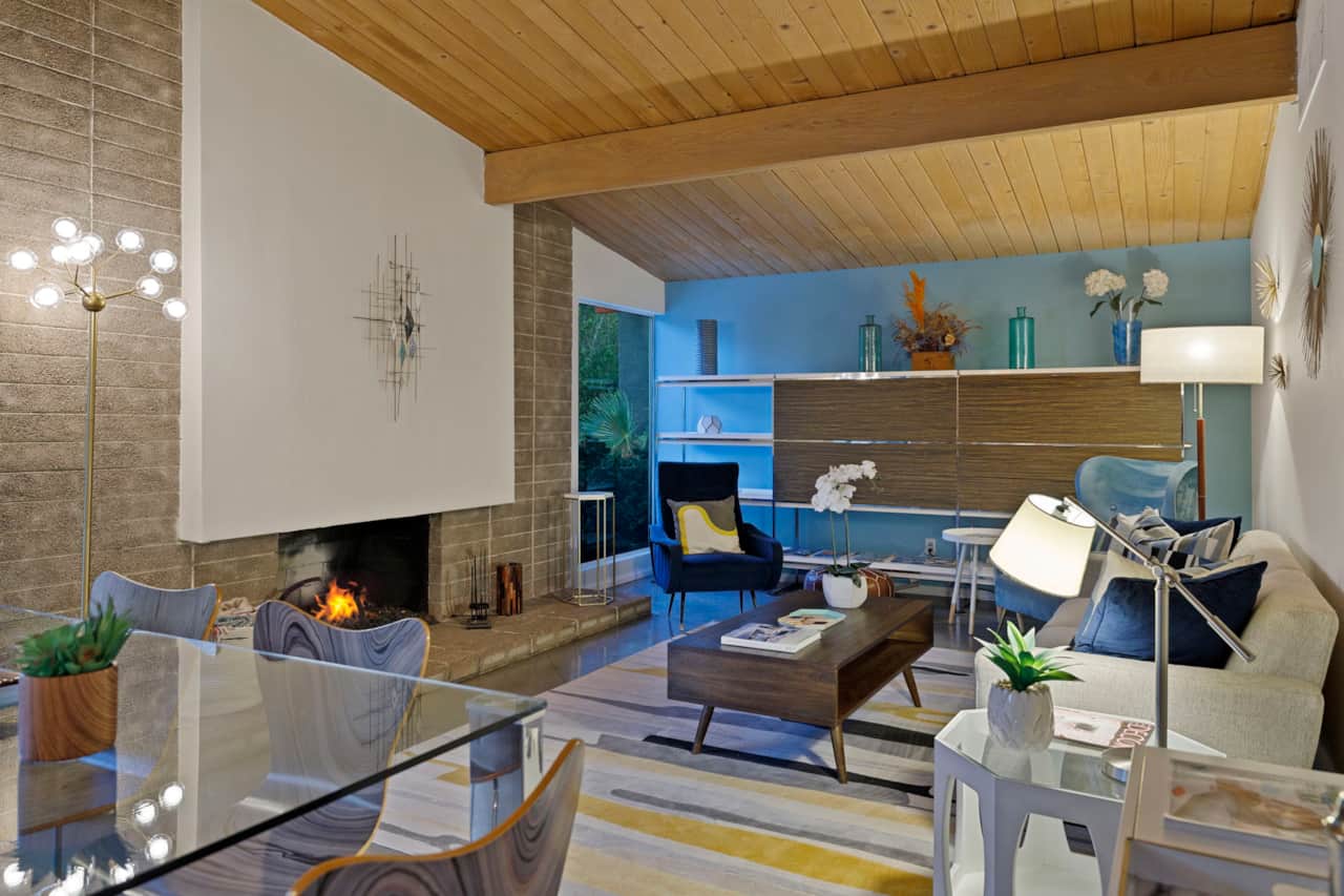 Cozy up by the indoor gas fireplace