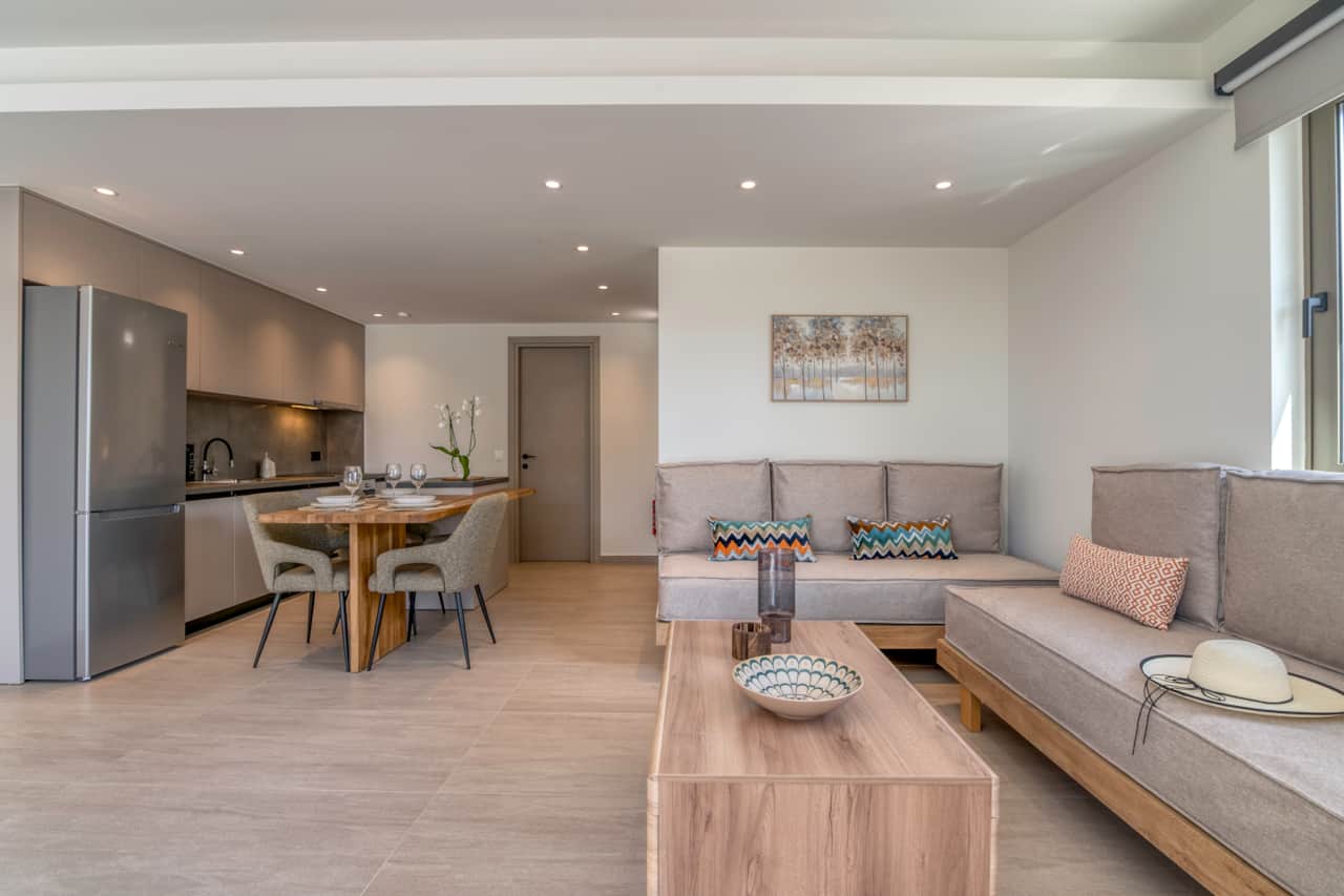 Open plan kitchen and living area