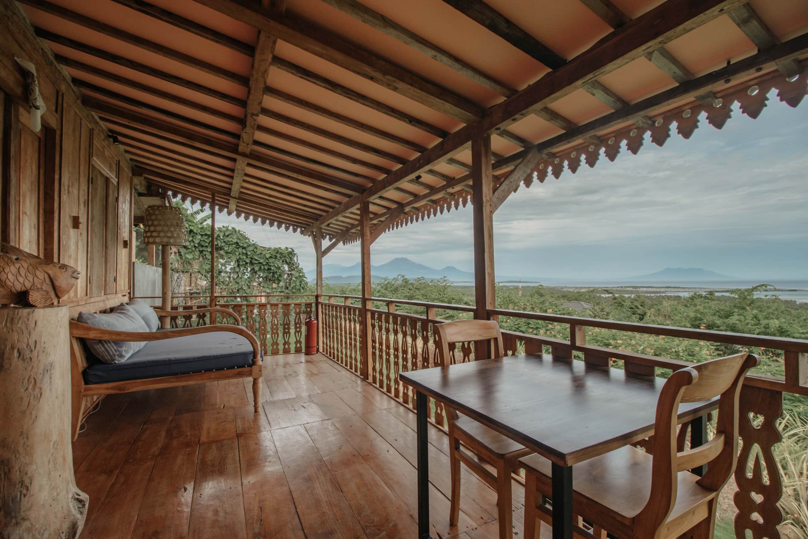 Exterior view of Kesambi 2 Wooden House with natural wood design