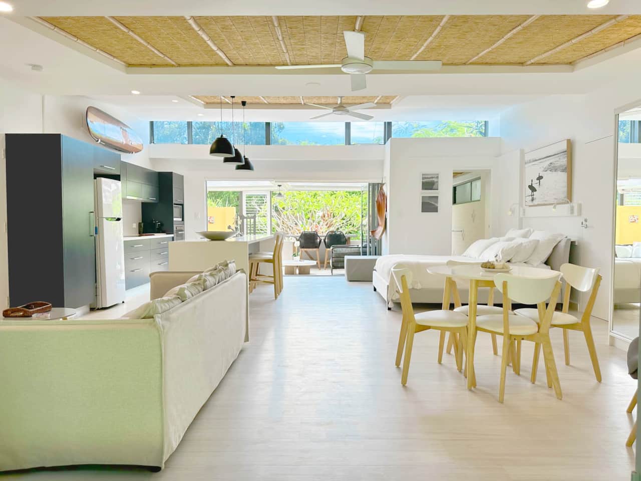 Tula Suite open-plan coastal interior, Scotts Head