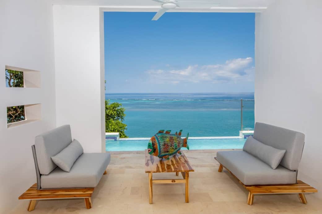 Villa outdoor living space and infinity pool when you enter the 1st level Villa outdoor living space and infinity pool when you enter the 1st level