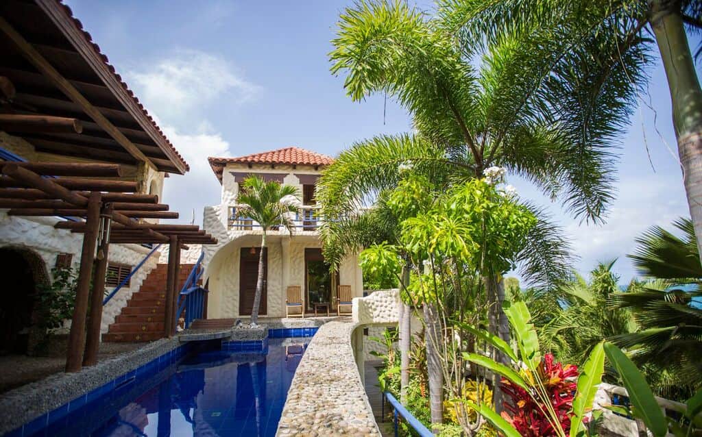 The Breakfast Patio, with the Caribbean Sea in the background