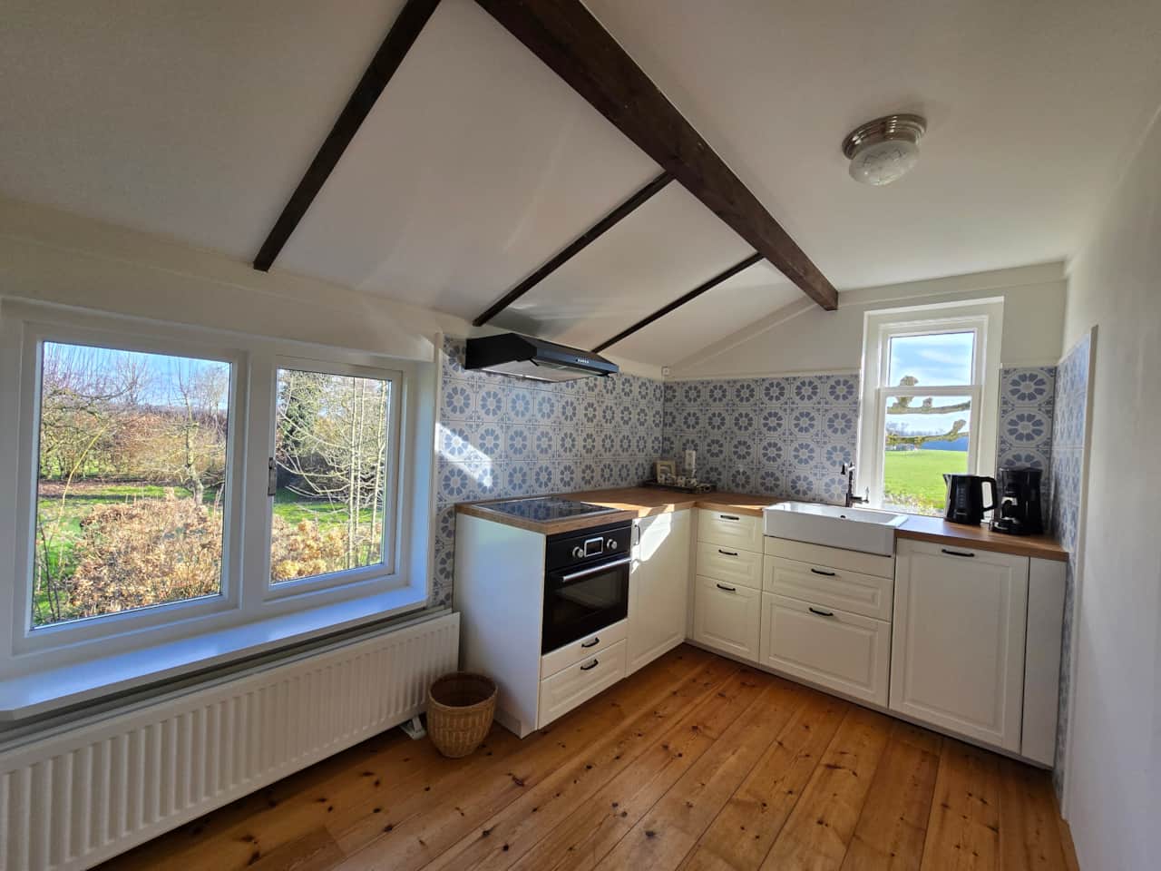 Keuken met inductiekookplaat, combi-oven en vaatwasser