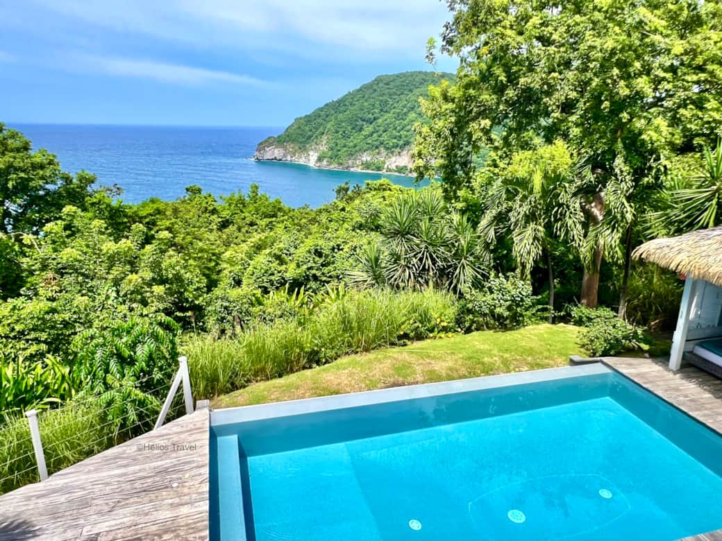 The view of the Caribbean Sea and the infinity pool