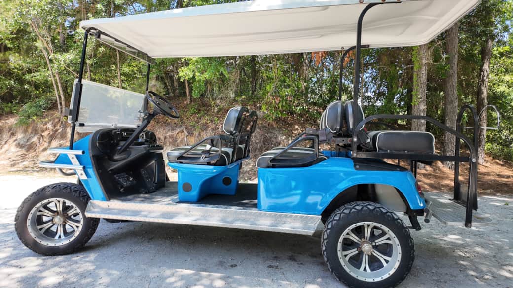 Your shared limo golf cart for easy transportation to the beach and back Your shared limo golf cart for easy transportation to the beach and back