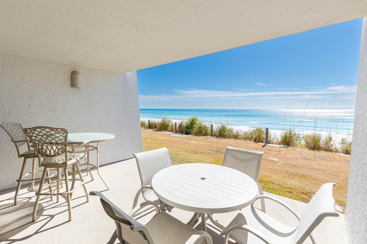 beach front patio dining space