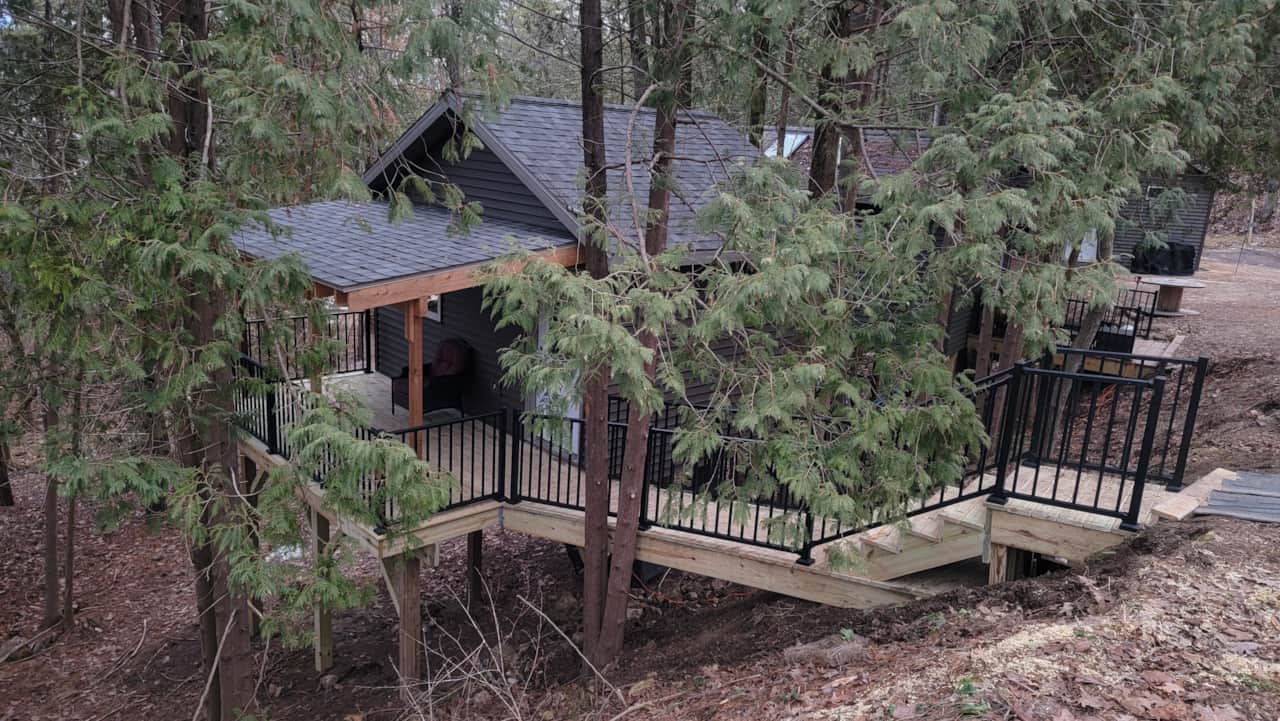 Cabin #1 exterior from the driveway 