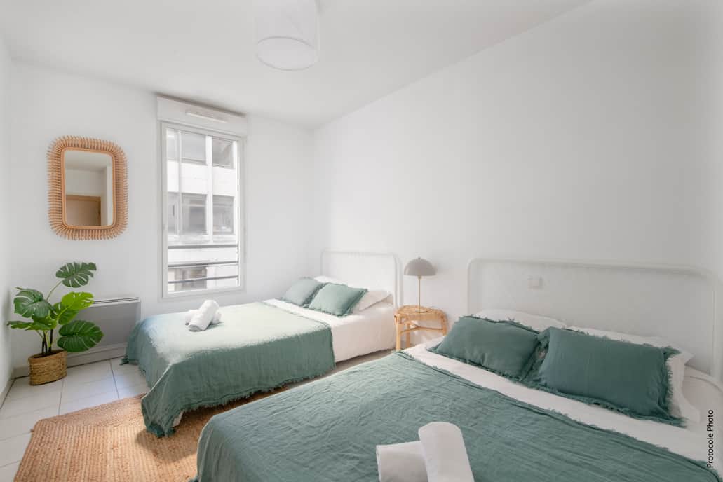 Bedroom 1 with two double beds