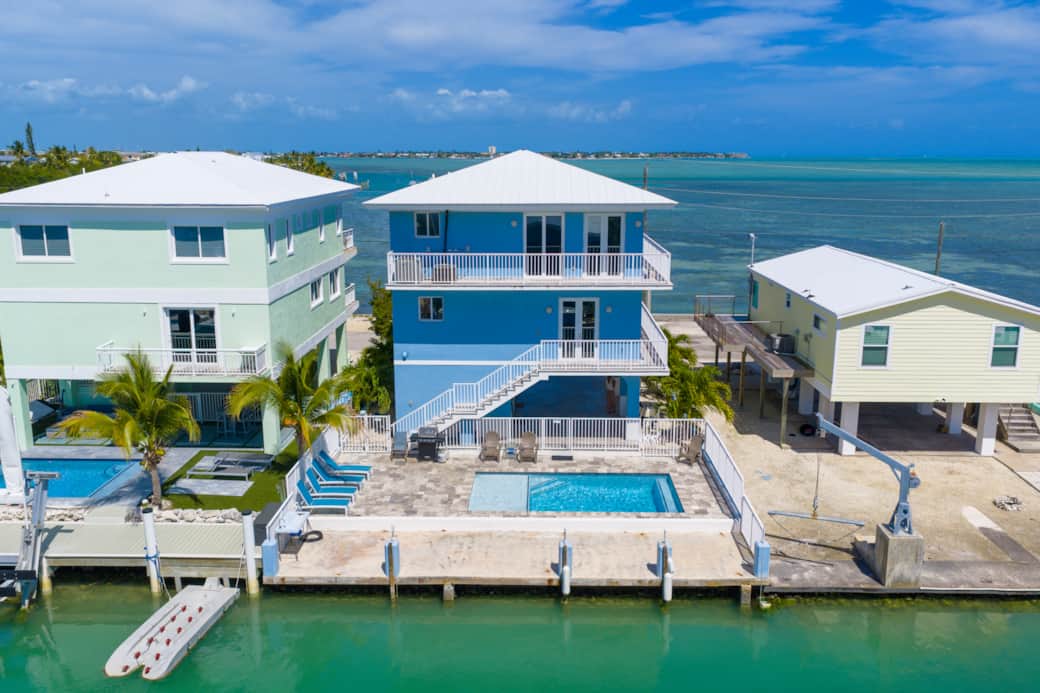 Aerial view of the back of the home 