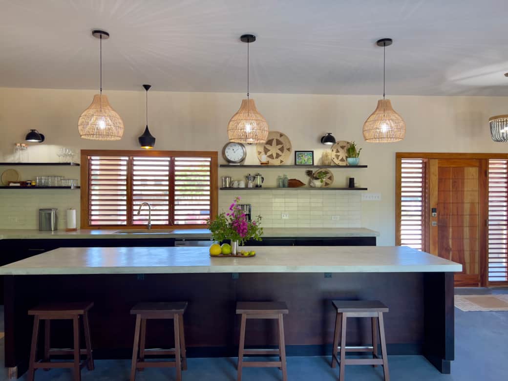 Gather with friends and family around the large kitchen island with bar seating. 