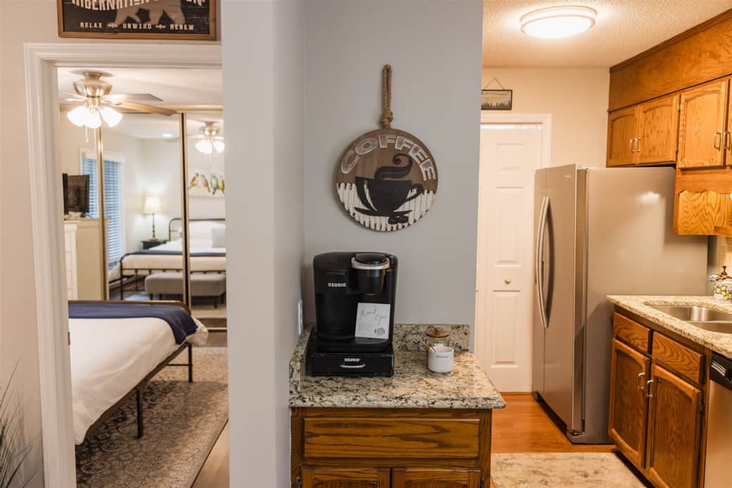 Kitchen with coffee station Kitchen with coffee station