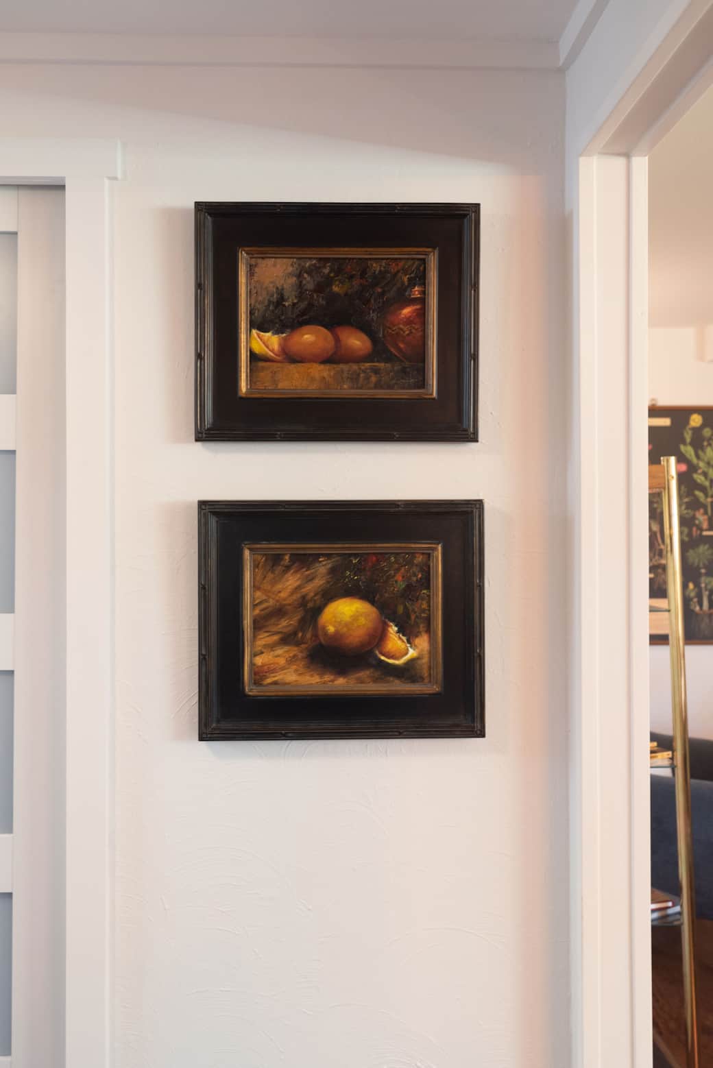 Local Artist Sparky Lebold's still life's displayed aptly in the kitchenette.