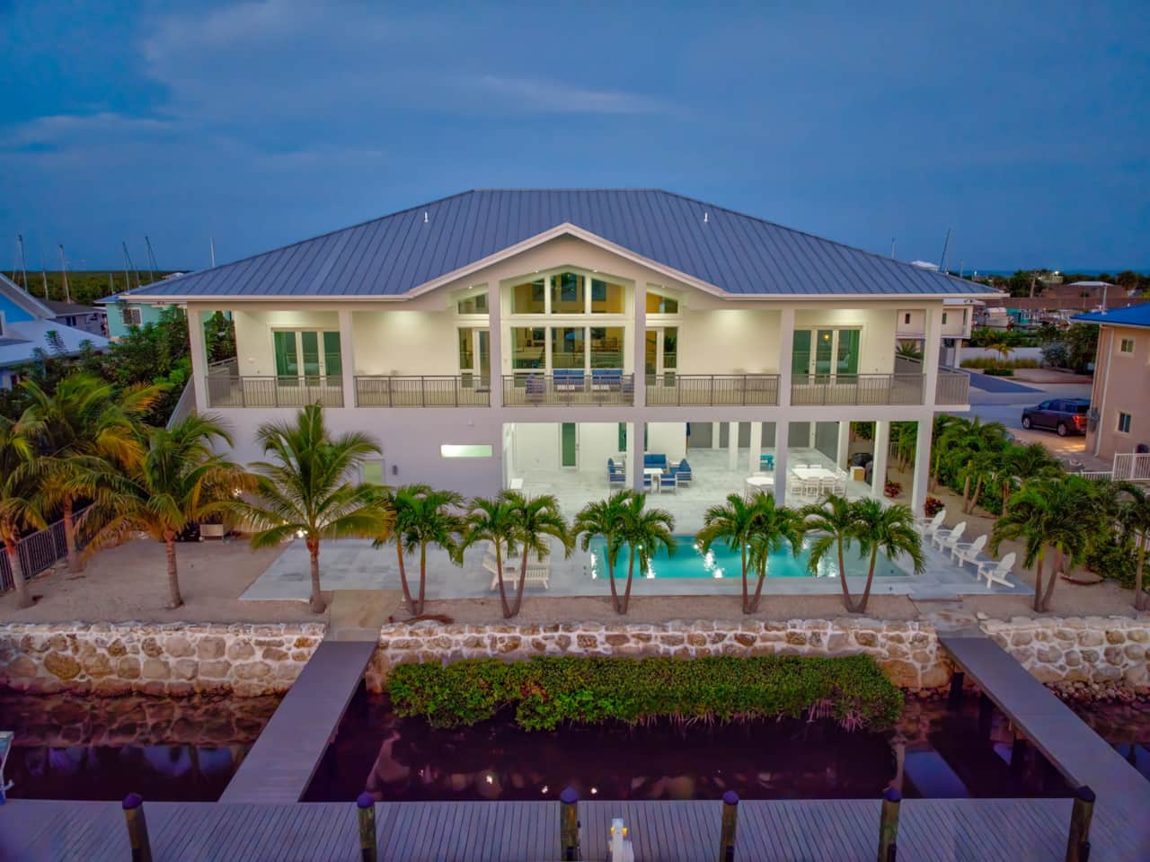 Sunset view of the back of the home