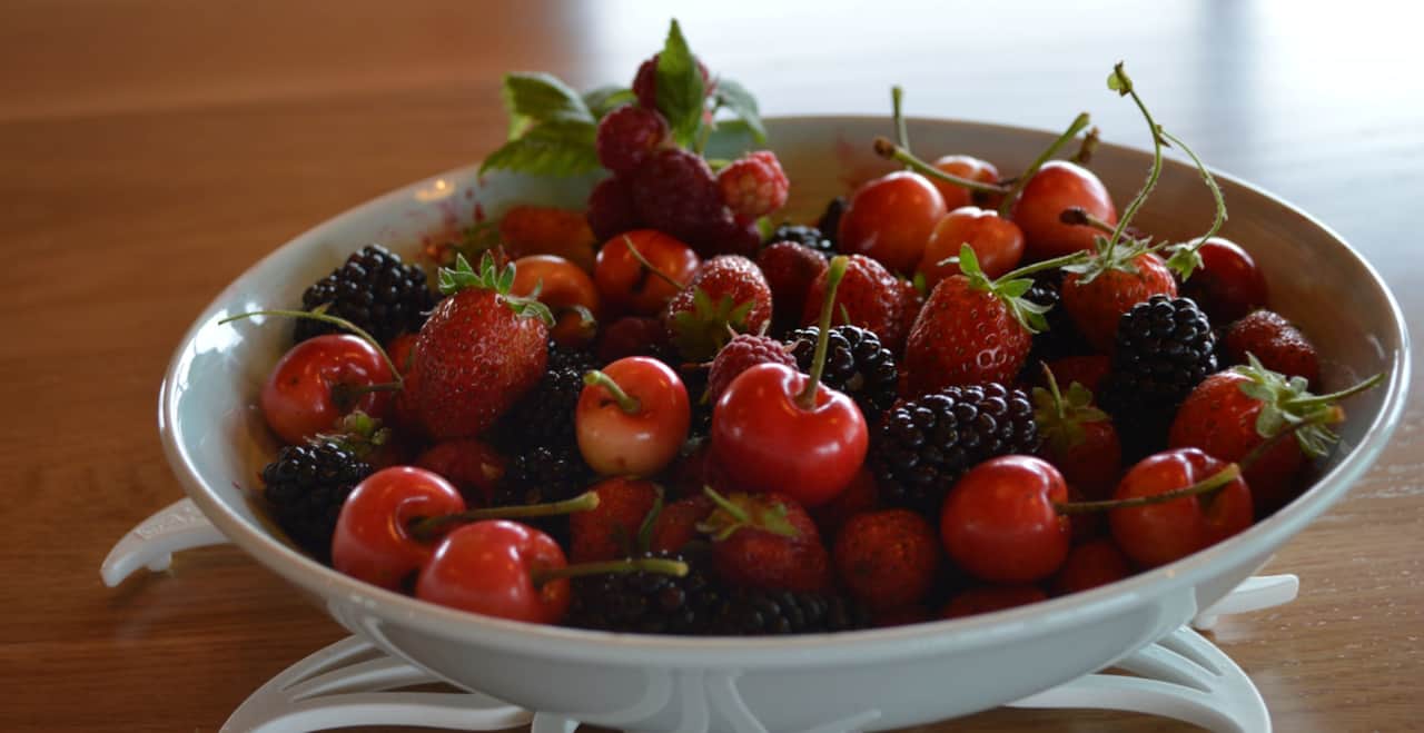 Berries from the garden for breakfast