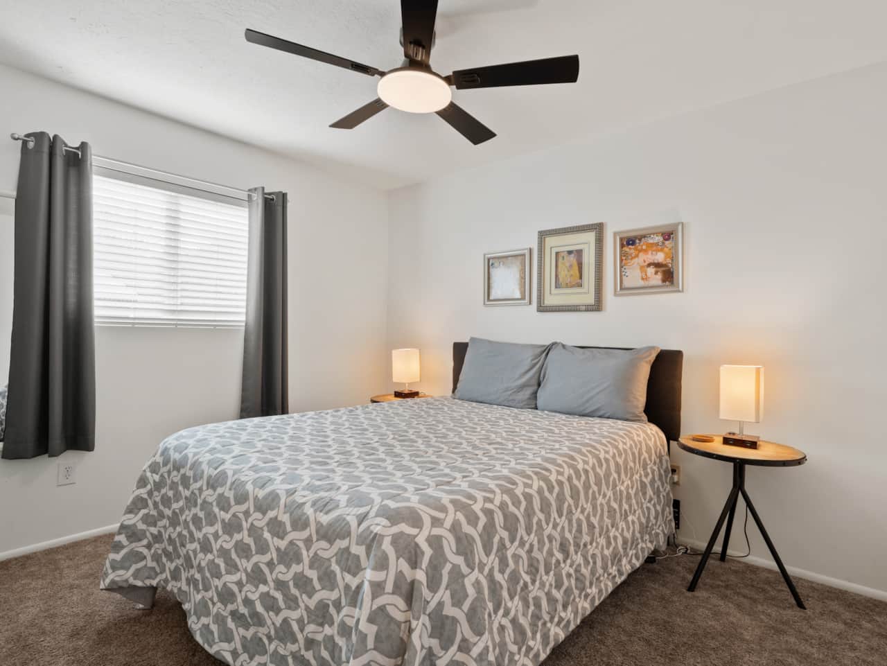 The upstairs has three private queen bedrooms.