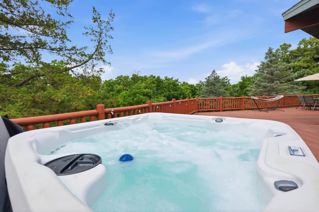 Hot Tub with views from the wrap around porch