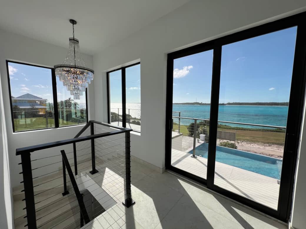 Chandelier top of steps