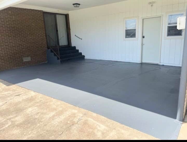 Your private entrance to your separate Apt is on the right under the carport. The resident in the attached home is a wonderful Harding neighbor. 