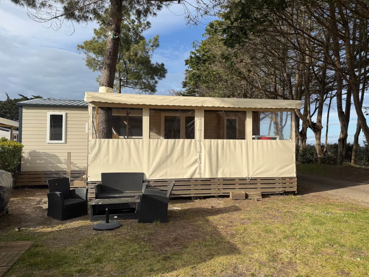 Mobilhome 3 chambres, vue mer