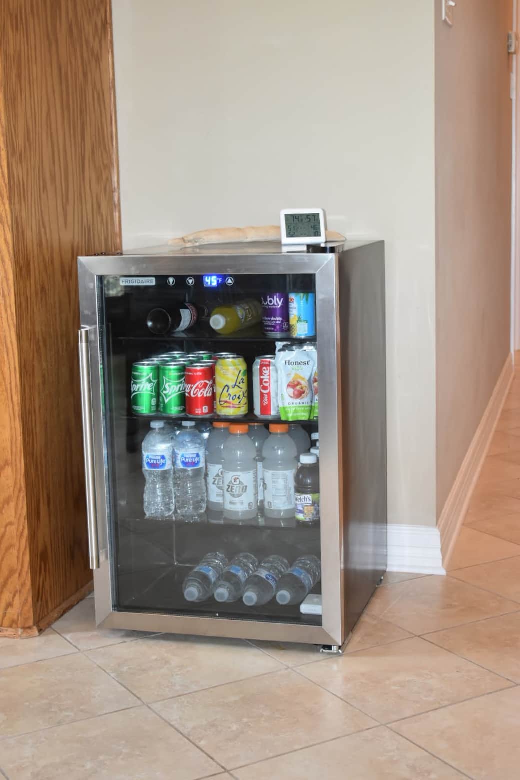 Separate stocked beverage fridge-$0.50 per beverage