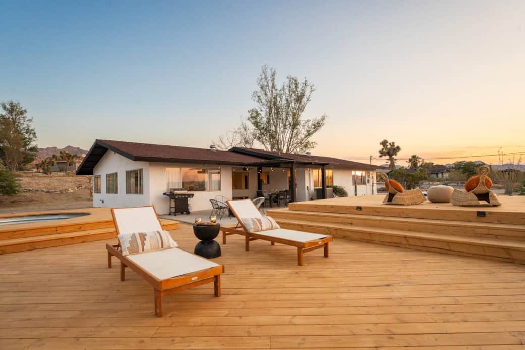 Enjoy the skyline view and the sunset on the deck