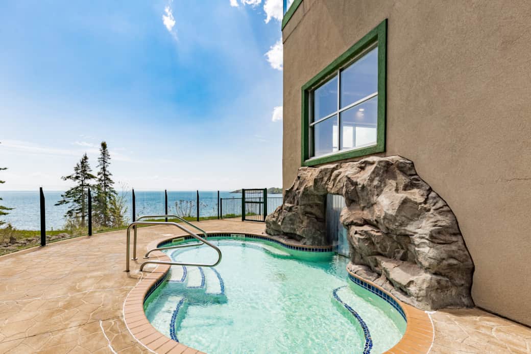 Heated outdoor pool with stunning views