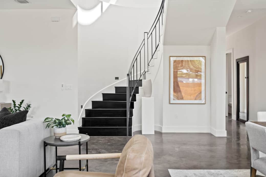 Spiral staircase with light-filled clerestory