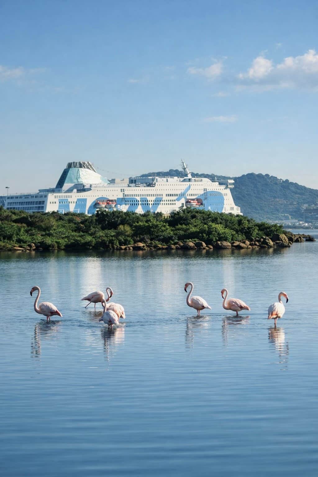 Pink flamingos in the Olbia lagoon, Sardinia, photographed by RENTAL12