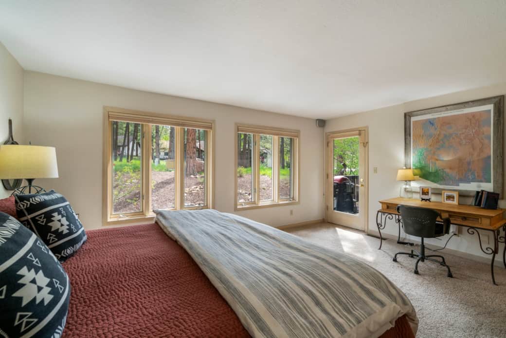 Master bedroom with King and back deck access