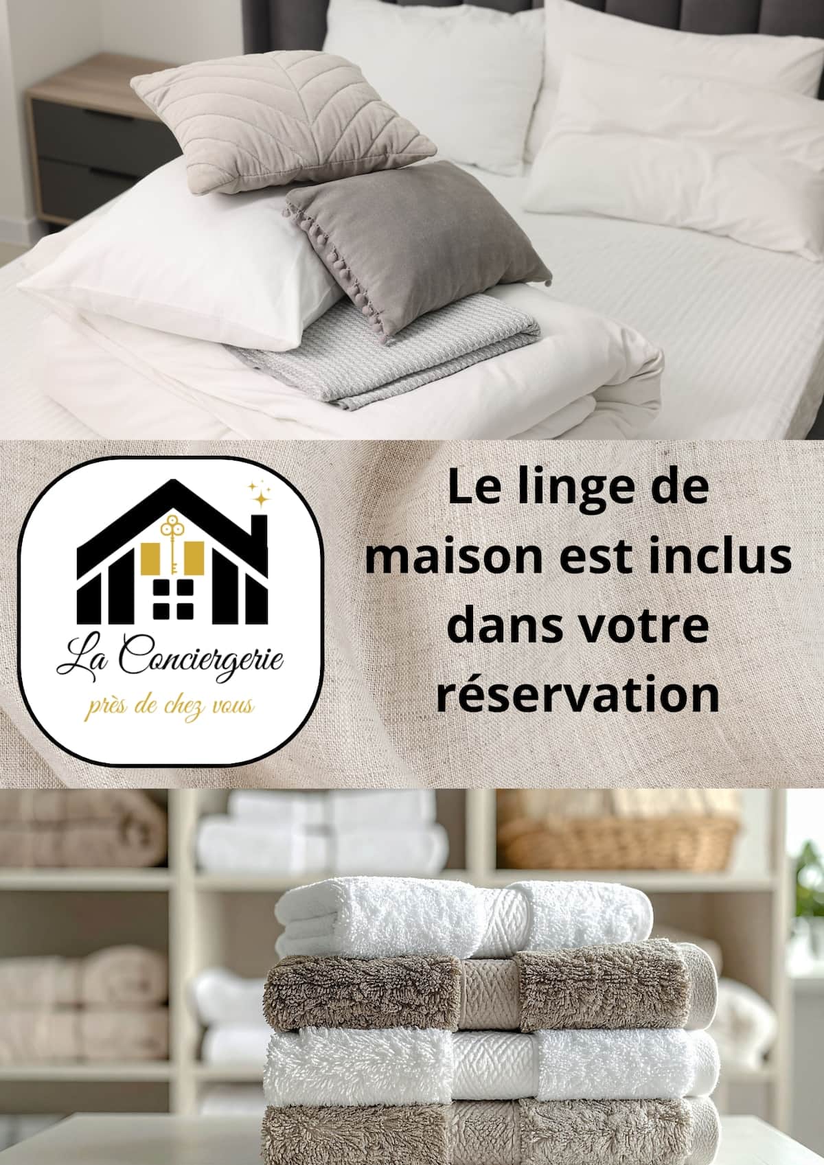 Nous prenons soin de votre confort : le linge de lit et les serviettes de bain sont mis à votre disposition pendant votre séjour.