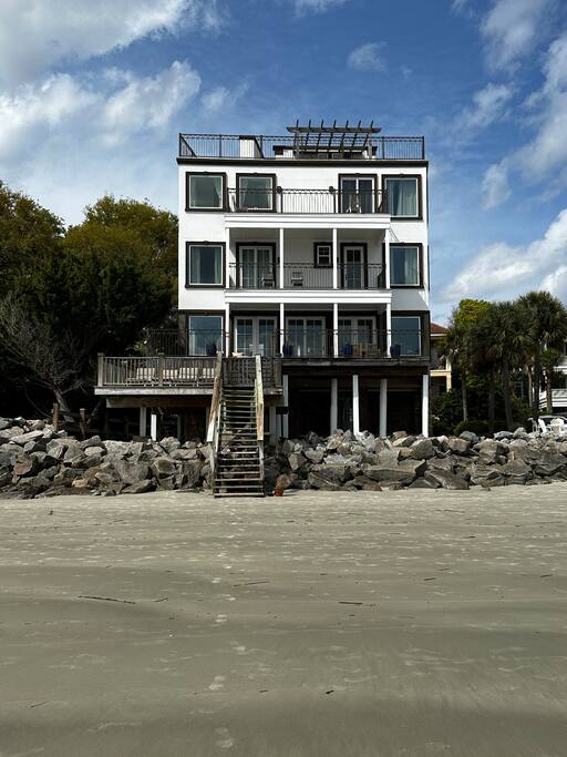 View of villa from beach.