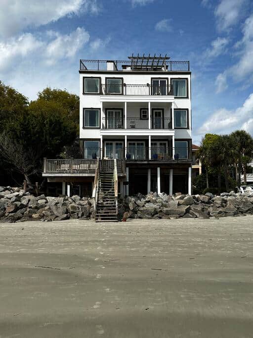 View of villa from beach.