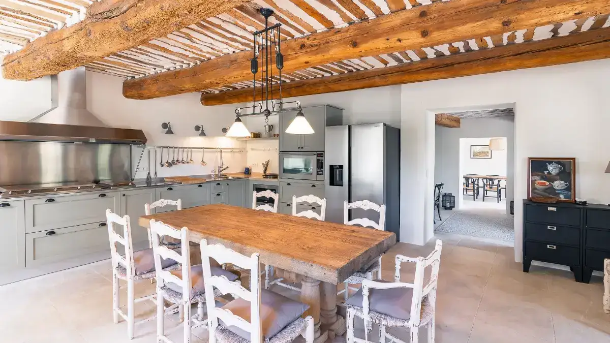 Spacious dining room in a luxury villa in Provence