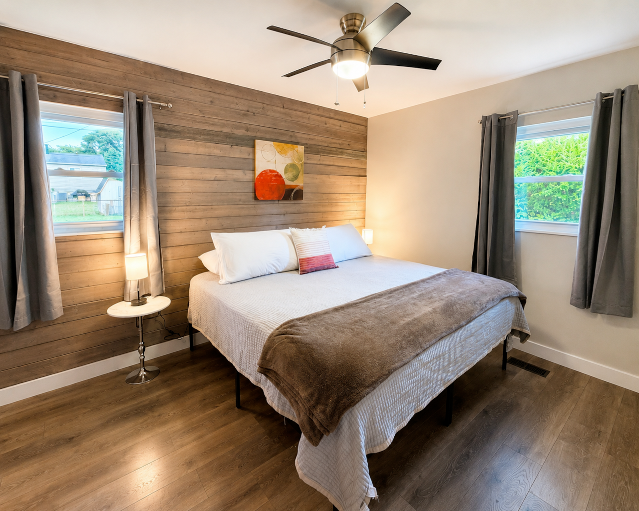 The master suite with a private bathroom