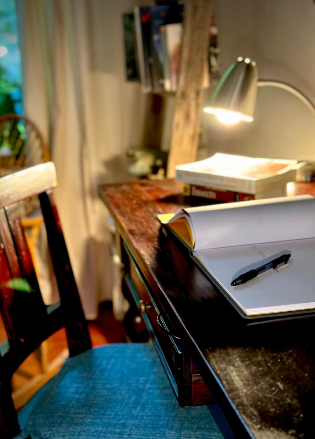 The writing desk at the Pine Cone Cabin. The writing desk at the Pine Cone Cabin.