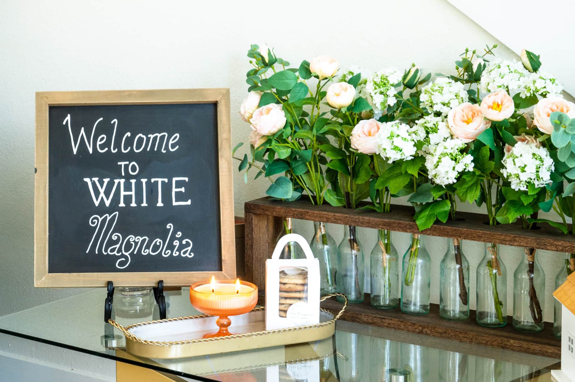 Custom welcome message board for memorable guest stays.