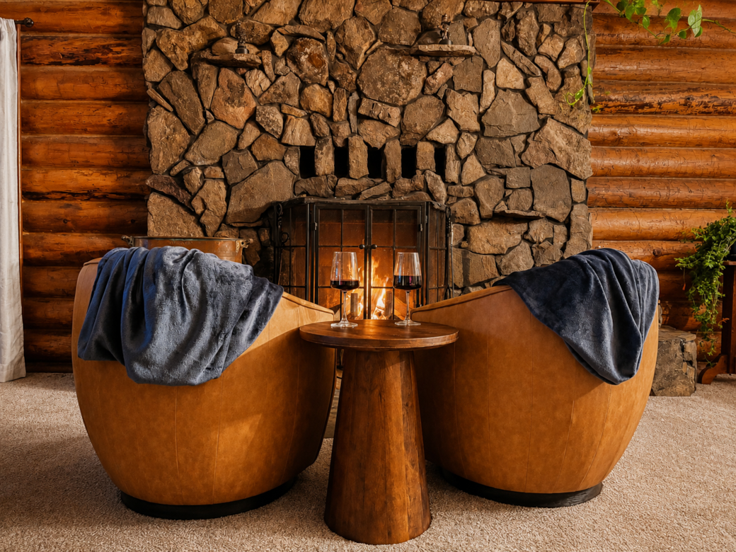 Sit by the fire with the comfy swivel chairs. Sit by the fire with the comfy swivel chairs.