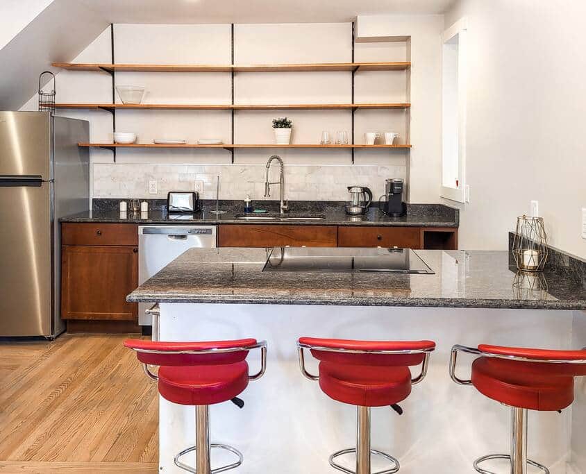 Dining area and kitchen with many amenities