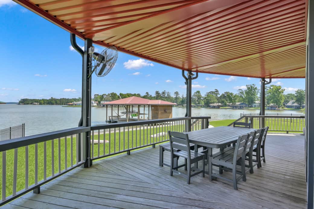 A second waterview deck with dining table