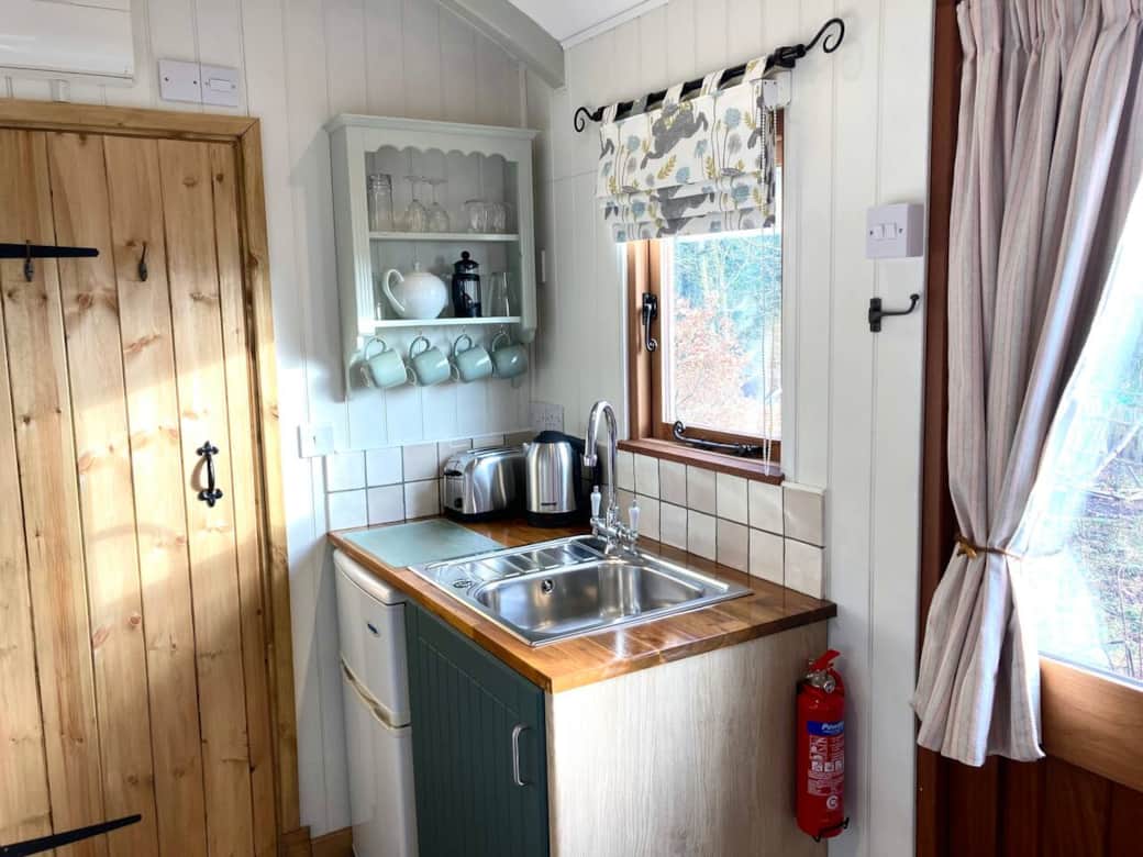 Part of the kitchen area facilities of the hut.  