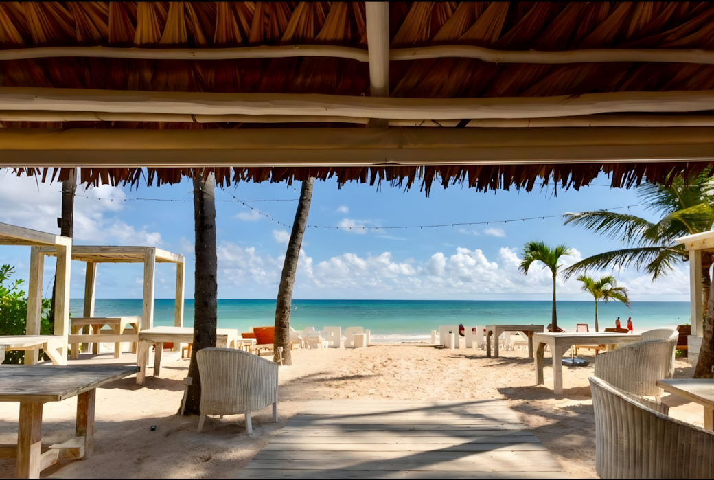 Beachfront Restaurant View at Los Corales Beach in Punta Cana
