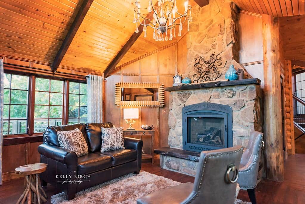 Living room with fireplace