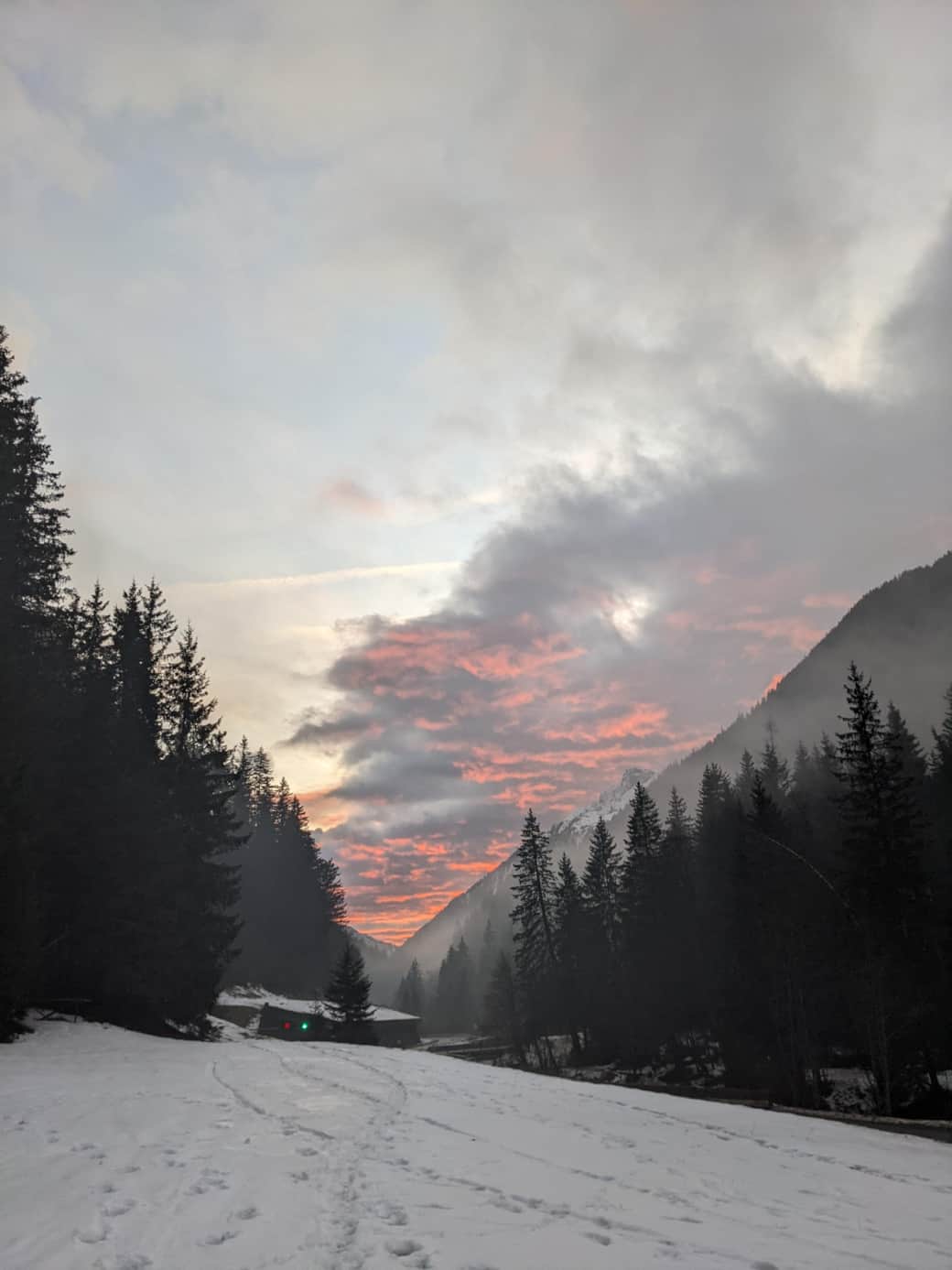 sunset down to chamonix