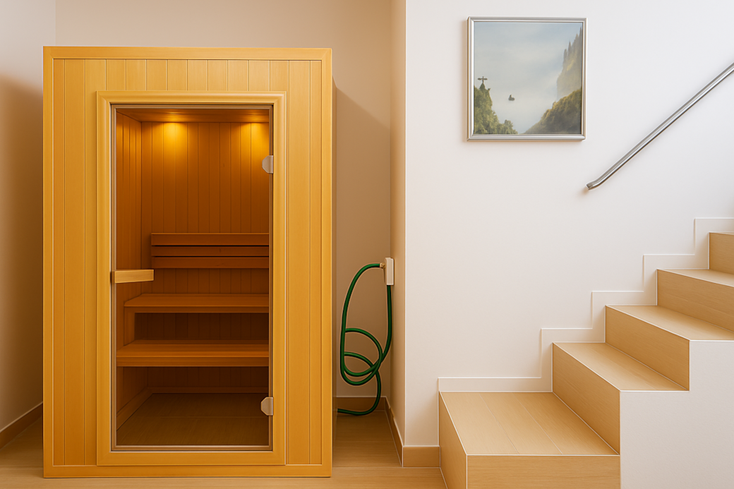 Sauna y escaleras en armonía