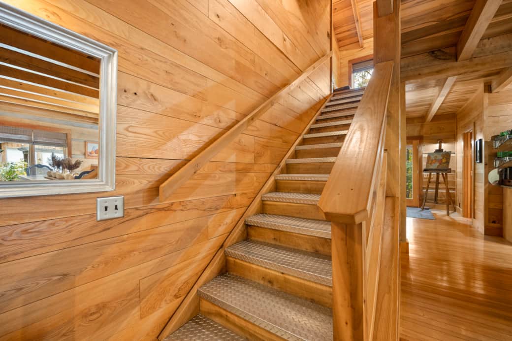 Staircase diamond plate wrapped wood planks