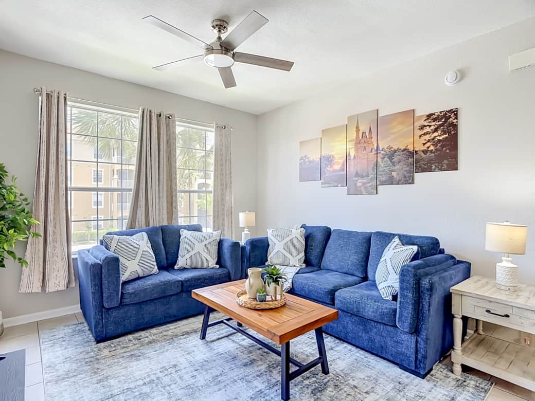 Spacious living room for relaxing after day at Disney