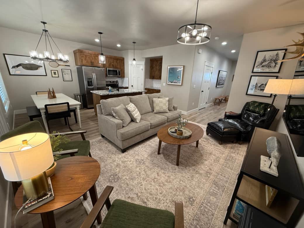 Open living room into Kitchen